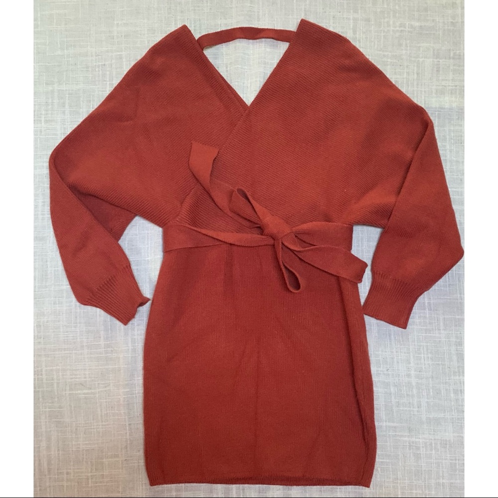 Burnt orange Mini Sweater Dress (M)